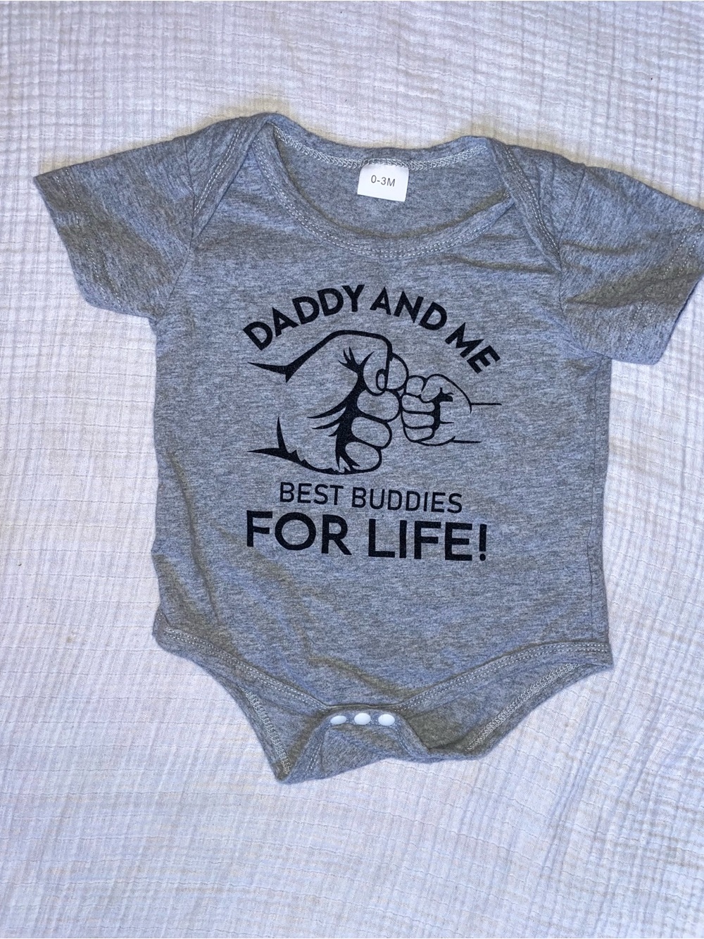 Daddy and Me Best Buddies Gray Baby One-Piece
